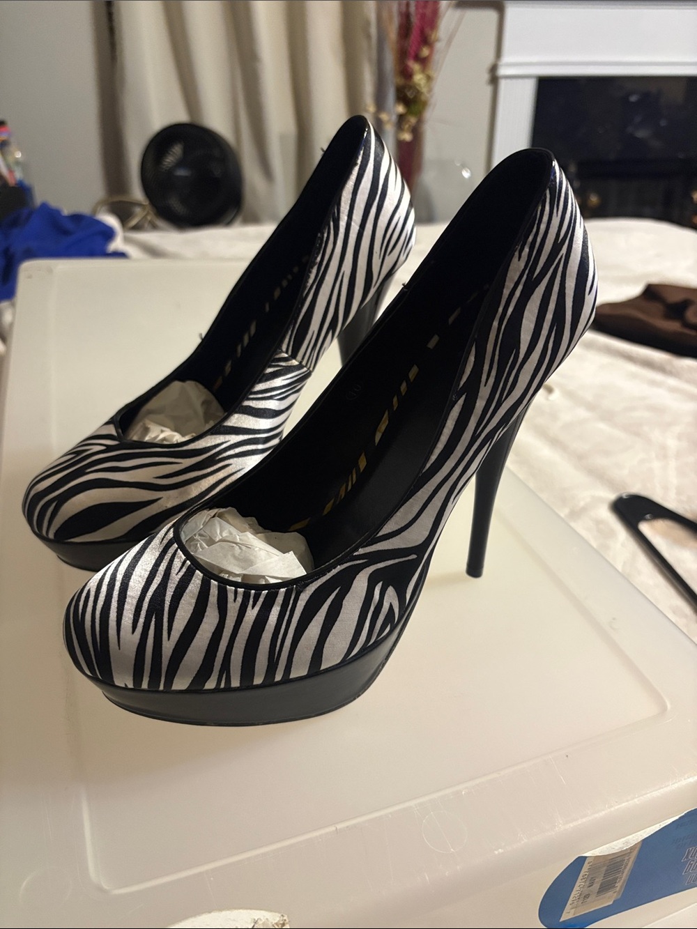 Miss Me Black & White Zebra Print Stiletto Pumps